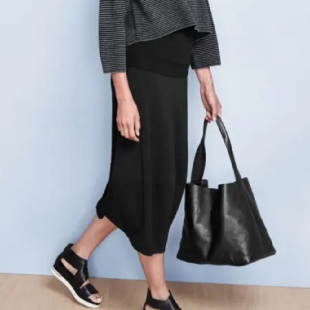 Eileen Fisher Stretch Lantern Midi Charcoal Gray Skirt XXS